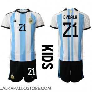 Argentiina Paulo Dybala #21 Kotipaita Lapsille MM-kisat 2022 Lyhythihainen (+ shortsit)